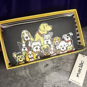 Marc Tetro Dog Lovers Large Wallet Zip Around Faux Leather Yorkie Schnauzer Pit